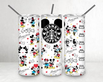 Ddisney Mickey Mouse 20oz Skinny Tumbler Sublimation Cartoon Mickey Original Minnie Sstarbucks Tumbler Valentine Gift For Ddisney Lovers