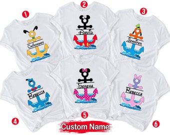 Custom Name Disneyy Cruise Mickey Anchor Shirt, Mickey And Friends Cruise Line Shirt Family Vacation Tee Magic Kingdom Cruise Matching Shirt