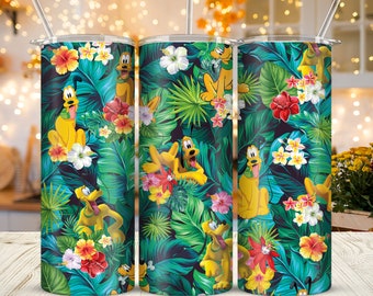 Tropical Forest Ddisney Mickey Mouse 20oz Skinny Tumbler Sublimation Cartoon Mickey Minnie Donald Groofy Tumbler Gift For Pooh Lover Girl