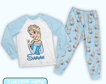 Custom Ddisney Princess Pajama Set Personalized Elsa Pajama Ddisney Cartoon Frozen Pajama Ddisney Frozen Shirt Birthday Shirt Gift For Girl