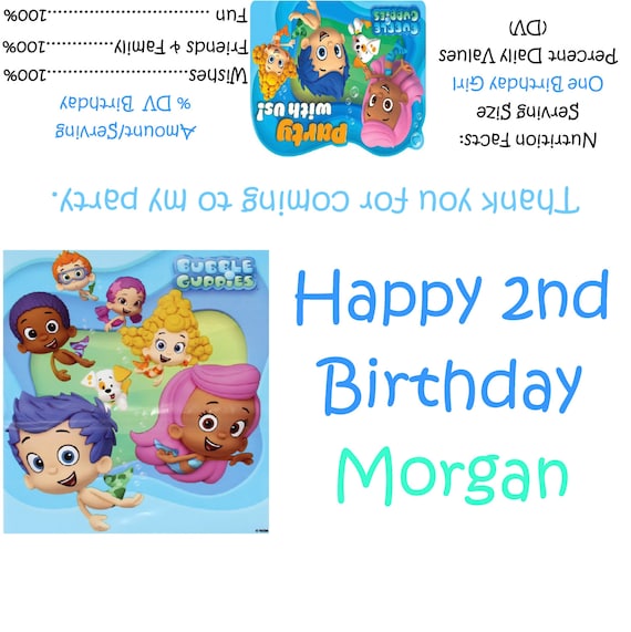BUBBLE GUPPIES PERSONALIZED HERSHEY/'s NUGGET WRAPPERS BIRTHDAY PARTY FAVORS