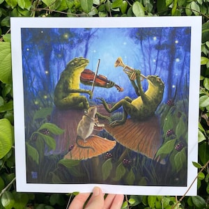 Mini Melodies - Print! Whimsical fun critters magic whimsical whimsigoth cottage core frog mouse music kids gift mushroom fungi forest magic