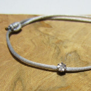 Diamond Charm Friendship Bracelet, Delicate Stylish Adjustable Cord Bracelet with Genuine Diamonds, Lucky 7, Special Gift for her / For Mum