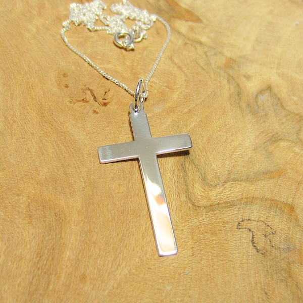 Collier Buffy Cross / Buffy contre les vampires / Pendentif et chaîne en argent sterling / Buffy Angel / Prop / Grande croix en argent sterling