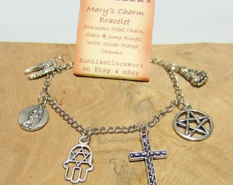 Supernatural Bracelet Mary Charm Bracelet, Pentagram Protection, Replica Prop, Dean Winchester, Mary Winchester Hunter Bracelet