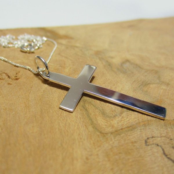 Buffy Cross Necklace / Buffy the Vampire Slayer / LARGE Sterling Silver Cross Pendant and Chain / Angel / Buffy Prop / Sterling Silver Cross