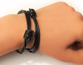 Deans Elephant Hair Bracelet Set of 2 (not real elephant hair) LEATHER Supernatural Replica Prop Dean Winchester Season 1 Adjustable Knot