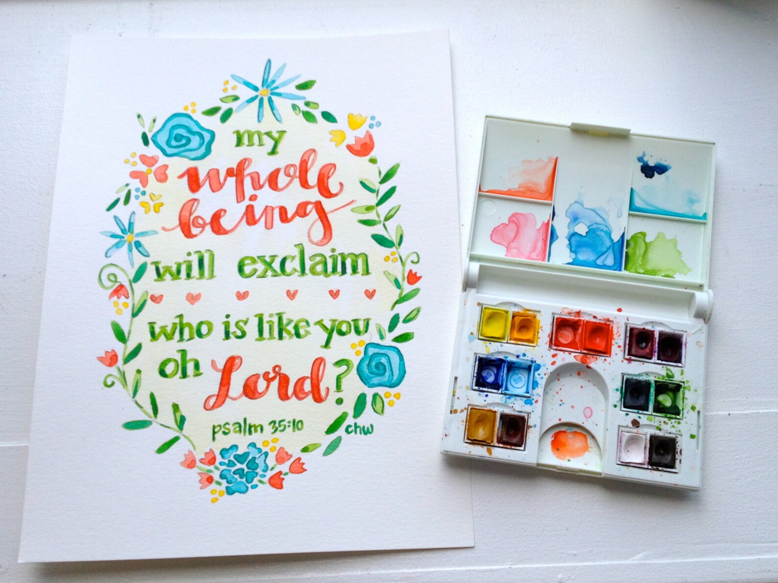 Psalm 35 10 9 X12 Original Watercolor Painting Etsy