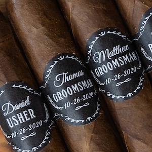 Wedding Cigar Bands for Groomsmen Best Man Proposal Set of 16 Cigar Labels for Wedding Day Cigar Proposal Personalized Groomsmen Gift image 1