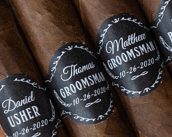 Wedding Cigar Bands for Groomsmen Best Man Proposal - Set of 16 - Cigar Labels for Wedding Day Cigar Proposal Personalized Groomsmen Gift