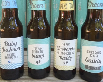 Pregnancy Announcement for Husband, Custom Beer Bottle Labels, First Time Dad Gift, Pregnancy Reveal Wine Label, First Father's Day Gift