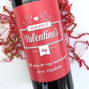 Valentines Day Wine Labels Valentines Gift for Her Gift for Him Be My Valentine Personalized Valentine Gift Happy Valentines Day