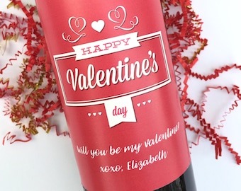 Valentines Day Wine Labels Valentines Gift for Her Gift for Him Be My Valentine Personalized Valentine Gift Happy Valentines Day