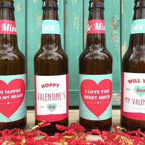 Valentines Beer Labels Valentines Day Gift for Him Gift for Husband Beer Lover Gift Valentines Day All You Need is Love and Beer