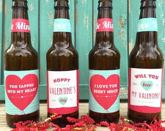 Valentines Beer Labels Valentines Day Gift for Him Gift for Husband Beer Lover Gift Valentines Day All You Need is Love and Beer