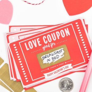 Coupons amour à gratter Bon à gratter Cadeau Saint-Valentin pour elle Carte Saint-Valentin Cadeau Saint-Valentin pour lui Cartes Saint-Valentin