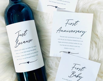 Rótulos de vinho para marcos de casamento: conjunto de presente para recém-casados (download digital)