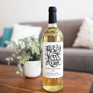 Personalized New Home Housewarming Gift Wine Label, Realtor Closing Gift, Home Sweet Home, First Home, New Homeowner Gift