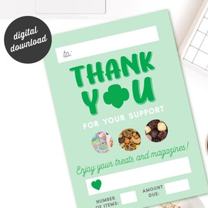 Pfadfinderin Leckerlies liest Herbstprogramm Danke Tags Lieferschein Anlage Daisy Brownie Junior Cadette Girl Scout DIGITAL DOWNLOAD