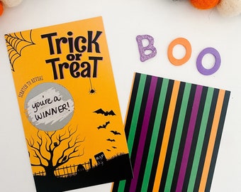 Halloween DIY Scratch-off Cards Trick or Treat Party Game Halloween Scratch off Surprise Coworker Kids Halloween Party Favor