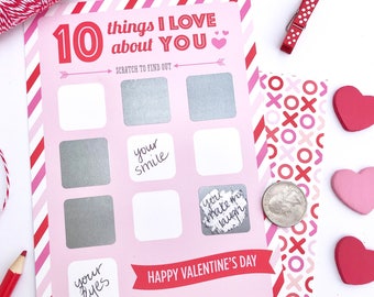 Scratch off Valentine Card, 10 Things I Love About You, Valentine Card Wife Boyfriend, Valentine for Him Valentine's Day Gift for Husband