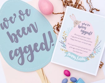 You've Been Egged Easter Egg Hunt Printable, Easter Gifts, We've Been Egged Door Hanger, Easter Egg Hunt, Easter Ideas for Kids, Easter Eggs