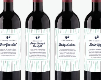 New Parent Wine Labels | Baby Milestone Gift Set