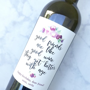 Birthday Gift Wine Labels Birthday Gift for Friend Birthday Wine Bottle Labels Party Favors Happy Birthday Card