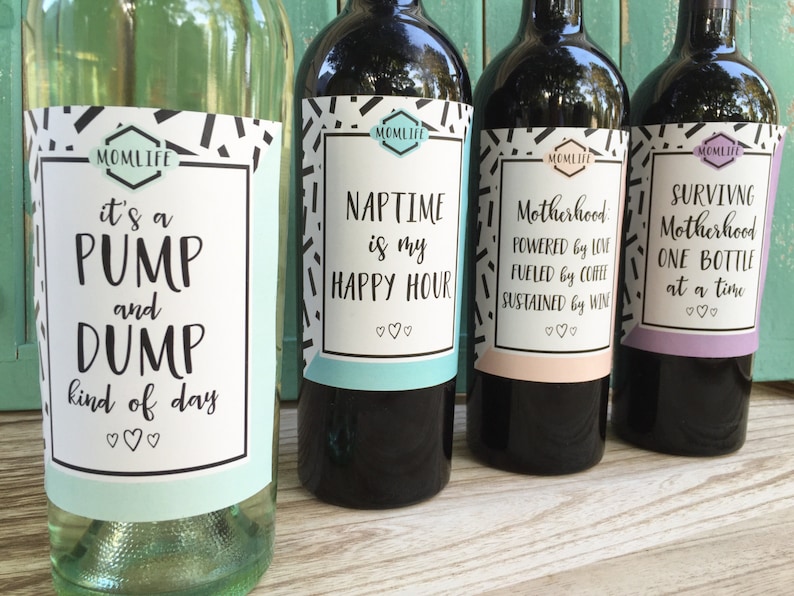 New Mom Wine Labels Mommy Milestone Gift for New Mom Baby Etsy