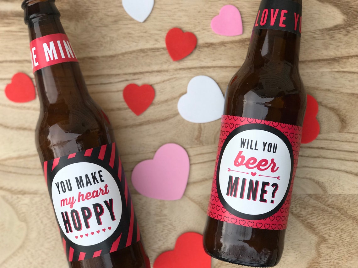 Valentines Day Beer Labels Valentine's Day Gift for Him Etsy