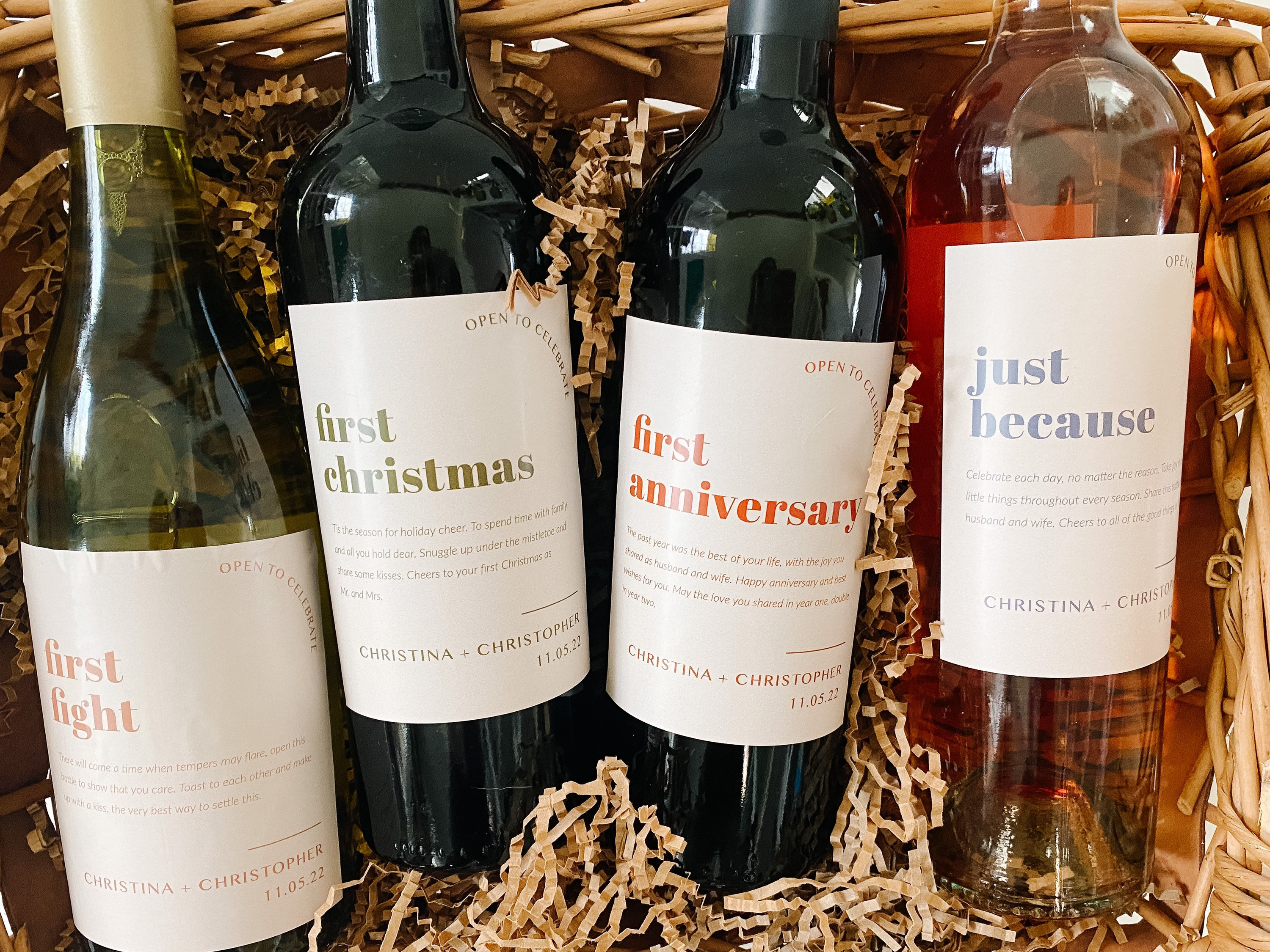 Wedding Milestone Wine Labels, Personalized Wine Bottle Stickers, Newlywed Wedding Wine Gift, Anniversary Engagement Bridal Shower Gift