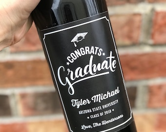 Graduation Wine Labels, Graduation Gift, Grad Party Decorations, Class of 2018, College Graduate Party Favor, Personalized Grad Gift