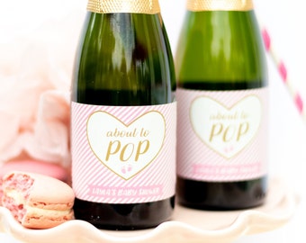 About to Pop Baby Shower Mini Champagne Bottle Labels Baby Sprinkle Baby Shower Favors Decoration Baby Shower Favor Stickers