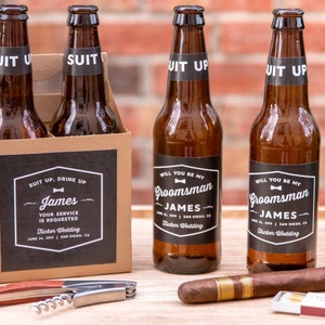 Personalized Groomsmen Beer Labels: Wedding Party Proposal Gift