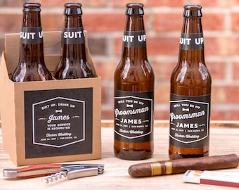 Personalized Groomsmen Beer Labels: Wedding Party Proposal Gift