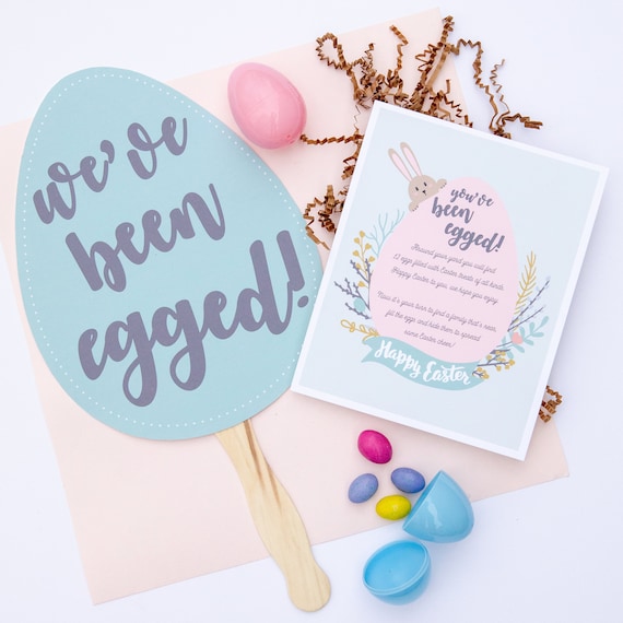 You've Been Egged Easter Egg Hunt Printable, Easter Gifts, We've Been Egged Door Hanger, Easter Egg Hunt, Easter Ideas for Kids, Easter Eggs