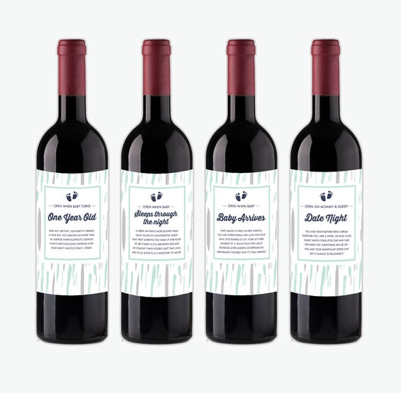 New Pa Gift Wine Labels Baby Shower Mom Dad Image 0