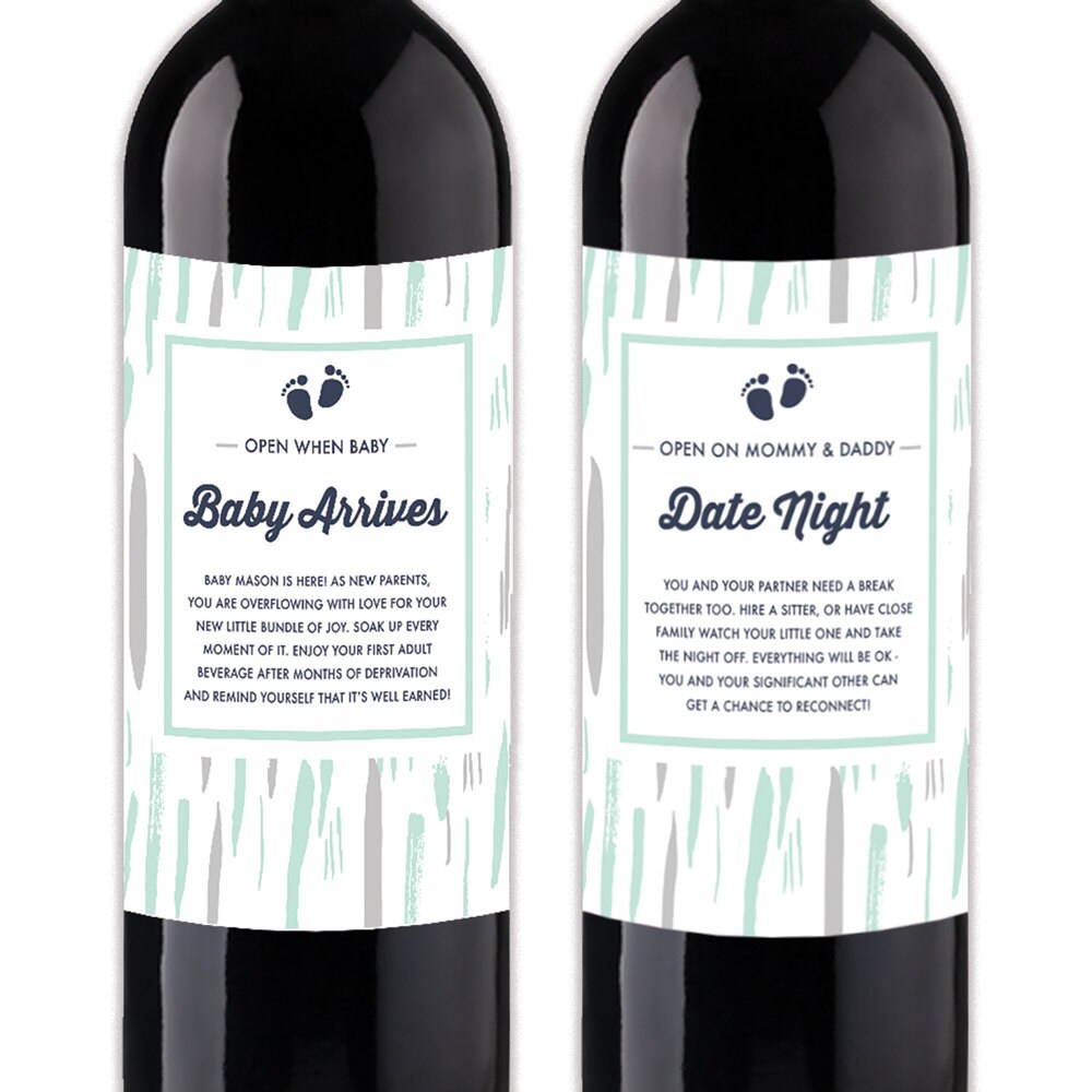 New Parent Gift Wine Labels Baby Shower Gift New Mom New Dad Etsy