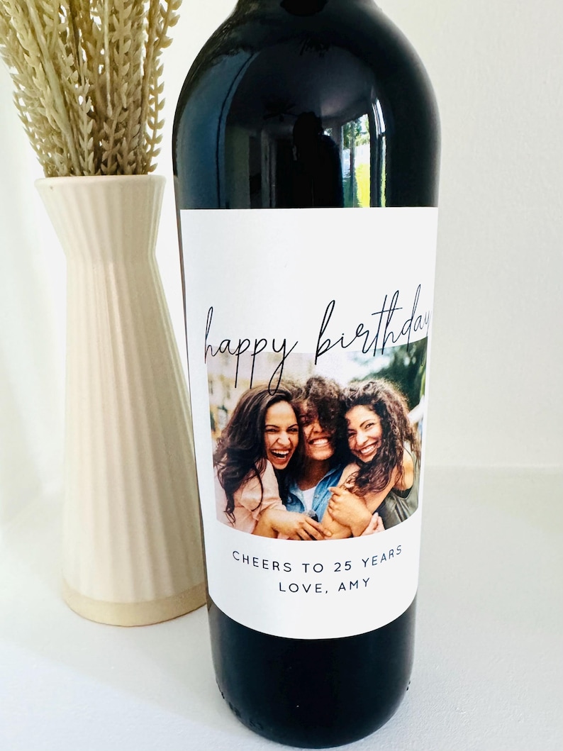Milstool Label Custom Photo Birthday Wine Label, Personalized Birthday Gift Label ...
