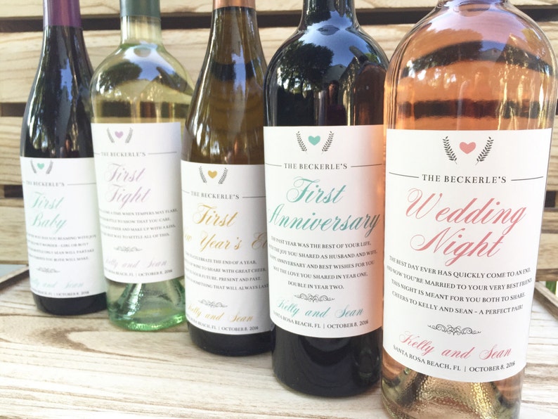 Wedding Milestone Wine Labels Wedding Gift Marriage Milestone Etsy