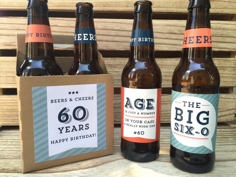 60th Birthday Beer Labels Cheers to 60 Years 60th Birthday for Men 60th Birthday Gift Aged to Perfection Birthday Beer Labels Printed image 3