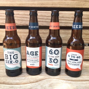 Étiquettes de bière pour 60e anniversaire Bravo à 60 ans 60e anniversaire pour hommes Cadeau d'anniversaire pour 60e anniversaire Vieilli à la perfection Étiquettes de bière d'anniversaire imprimées