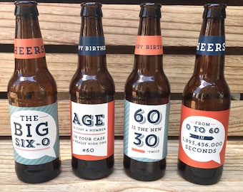 60th Birthday Beer Labels Cheers to 60 Years 60th Birthday for Men 60th Birthday Gift Aged to Perfection Birthday Beer Labels Printed