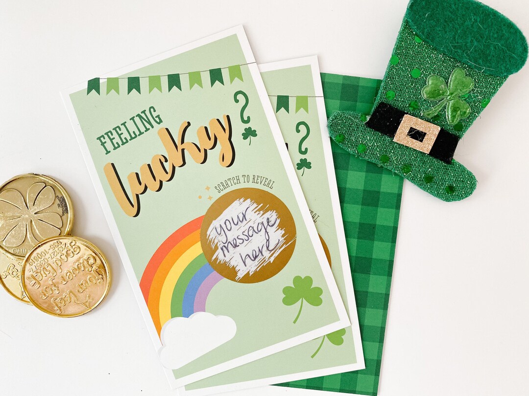 St. Patricks Scratch off Cards, Feeling Lucky Contest Card, Business ...