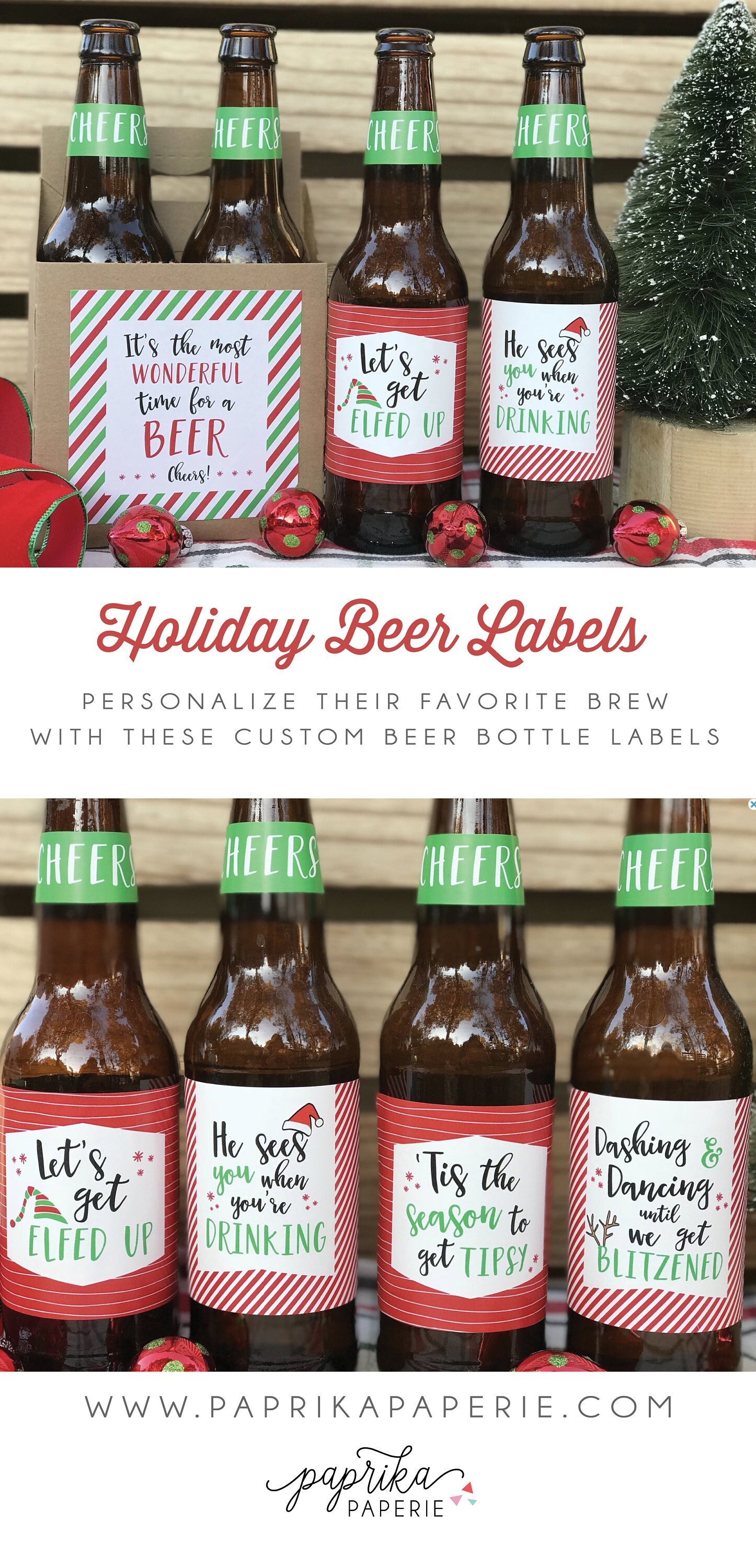 Funny Jolly Santa Claus Beer Labels & Carrier - Christmas Party Gift Set (6 Labels + 1 Carrier) 10 thumbnail image