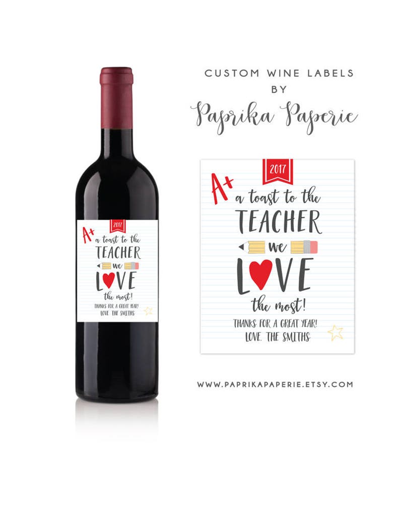 Teacher Appreciation Gift Personalized Teacher Wine Gift Etsy