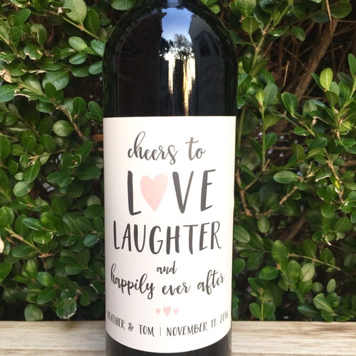Wedding Wine Label Engagement Wine Label Cheers to Love Laughter & Happily Ever After Engagement Gift Wedding Gift Bridal Shower Favors