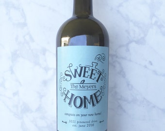 Personalized Housewarming Gift Wine Label, Realtor Closing Gift, Home Sweet Home, First Home, New Homeowner Gift, New Home, Realtor Gift