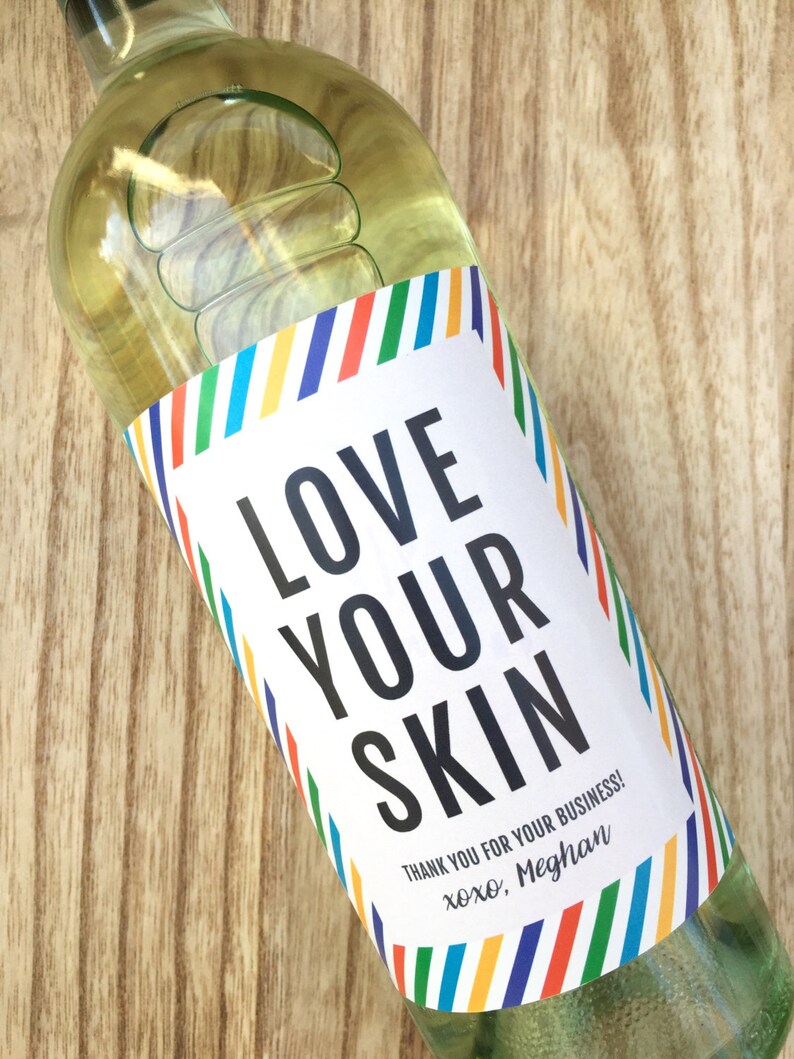 RF Wine Love Your Skin Fields Stickers Customer Gift Hostess Gift Rodan and Fields Wine Labels Rodan RF Consultant Event favors