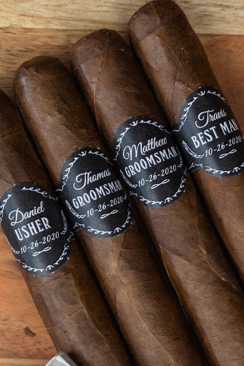 Wedding Cigar Bands for Groomsmen Best Man Proposal Set of 16 Cigar Labels for Wedding Day Cigar Proposal Personalized Groomsmen Gift image 9